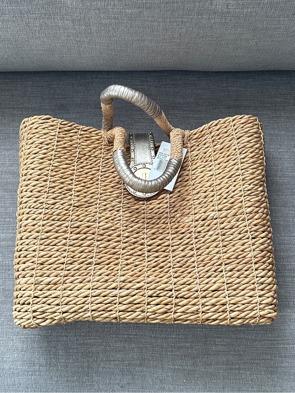 Michael Kors [NEW/NWT] Santorini Woven Straw Tote Bag - Bronze/Natural